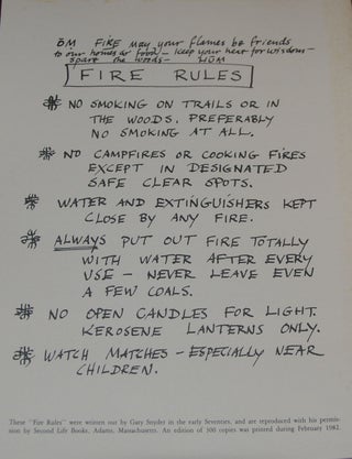 Item #1200 FIRE RULES. Gary SNYDER
