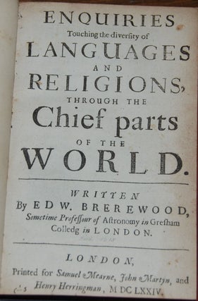Item #17852 ENQUIRIES TOUCHING THE DIVERSITY OF LANGUAGES AND RELIGIONS THROUGH THE CHIEF PARTS...