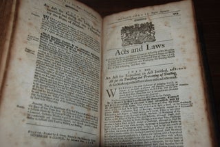 The Charter Granted by Their Majesties King William and Queen Mary, to the Inhabitants of the Province of the Massachusetts-Bay in New-England. [Bound with:] Acts and Laws, of His Majesty's Province of the Massachusetts-Bay in New-England.; Bound with the Acts and Laws 1726 through 1731.