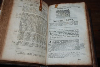 The Charter Granted by Their Majesties King William and Queen Mary, to the Inhabitants of the Province of the Massachusetts-Bay in New-England. [Bound with:] Acts and Laws, of His Majesty's Province of the Massachusetts-Bay in New-England.; Bound with the Acts and Laws 1726 through 1731.
