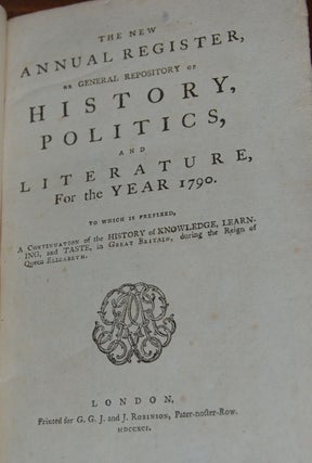 Item #32323 THE NEW ANNUAL REGISTER,; or General Repository of History, Politics, and Literature...