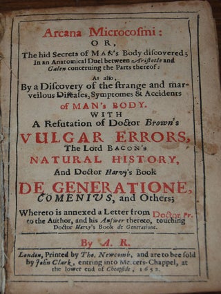 Item #47395 ARCANA MICROCOSMI ; Or, The hid secrets of Man's Body discovered; in an Anatomical...