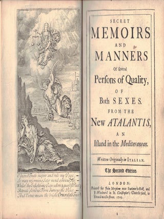 SECRET MEMOIRS AND MANNERS OF SEVERAL PERSONS OF QUALITY,; of both sexes from the New Atlantis, Mary De La Riviere MANLEY.